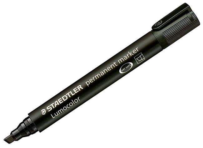 Stiften - Whiteboard Stiften - Staedtler Lumocolor 350 - Schuine Punt - Zwart - Per Stuk