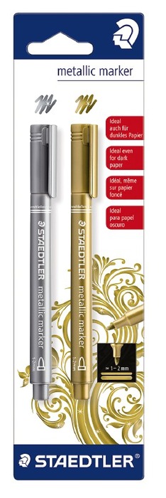 Stiften - Kleurstiften - Staedtler Metallic - 1-2 Mm - Zilver, Goud - Set Van 2