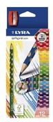 Potloden - kleurpotloden - Lyra Groove Slim - driehoekig - met slijper - set van 12