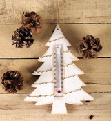 Kerst - hout - kerstboom thermometer per stuk