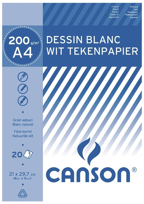 Papier - Tekenpapier - Tekenblok - Canson - 27 X 36 Cm - 200 G - 20 Vellen - Per Stuk
