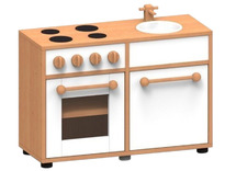Speelmeubel, Trendy, Duokeuken - frame esdoorn - deurtjes wit - per stuk