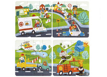 Puzzels - karton - Hape - 4-in 1 puzzel - hulpdiensten