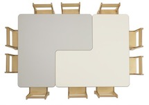 Tafel - L-Tafel Met Houten Poten Beuken Frame