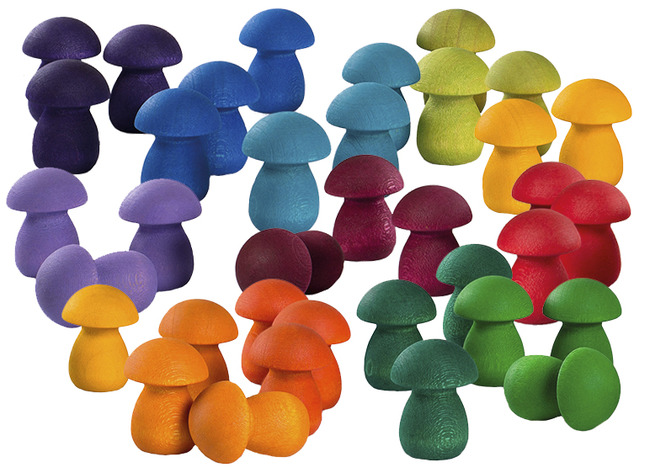 Open-ended - Grapat Mandala Rainbow Mushrooms - Paddenstoel - Set Van 36 Assorti