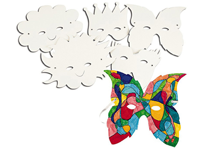 Maskers - Karton - Carnaval - Blanco - Set Van 5 Assorti