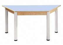 Tafel - Metalen Verstelbare Poten - Trapezium - 120 cm x 60 cm x 58/76 cm - blad lichtgeel - per stuk