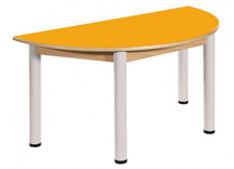 Tafel - Metalen Verstelbare Poten - Halfrond - 120 cm x 60 cm x 58/76 cm - blad lichtblauw - per stuk