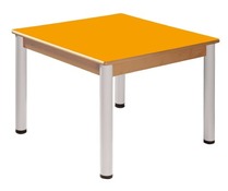 Tafel - Met Metalen Poten - Vierkant - 80 cm x 80 cm x 64 cm - poten geel - per stuk