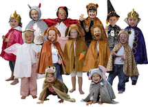 Kleding - verkleedkledij - verkleedcapes - fee, lieveheersbeestje, koning, olifant en meer - set van 13 assorti