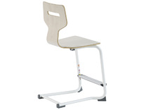 Stoel - Houten Kuip - Gripz - Verstelbare Voetenplank - onderstel wit/helder - kuip esdoorn/licht - per stuk