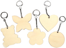 Sleutelhangers - hout - mix - set van 10 assorti