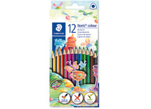 Potloden - kleurpotloden - Staedtler Noris Colour - driehoekig - etui - set van 12 assorti
