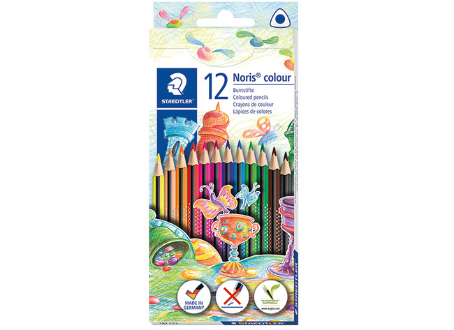 Potloden - Kleurpotloden - Staedtler Noris colour - Driehoekig - Etui - Set Van 12 Assorti