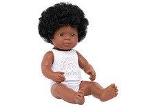 Poppen - babypop - Miniland Baby Doll - met haar - 38 cm - meisje - afrikaans - per stuk
