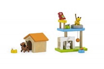 Poppenhuis - hout - huisdieren - 12-delig