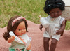 Poppen - Miniland - pop met haar - bruinharig meisje - per stuk