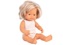 Poppen - babypop - Miniland Baby Doll - met haar - 38 cm - meisje - europees - per stuk