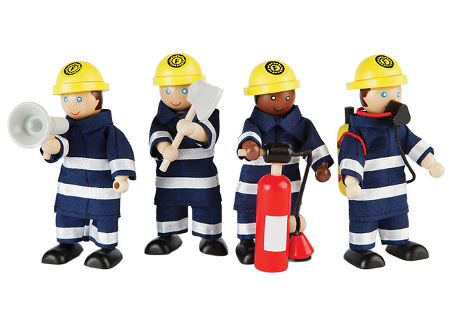 Fantasiehoek - Brandweer - Bigjigs - Brandweermannen - Set Van 4