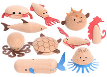 Fantasiehoek - dieren - Commotion Education - houten zeedieren - set van 10