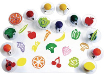 Stempels - easy grip - fruit en groenten - set van 14