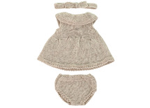 Poppenkleding - Miniland - gebreide jurk en accessoires - 32 cm - per set