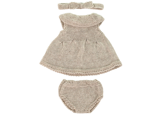 Poppenkleding - Miniland - Gebreide Jurk En Accessoires - 32 Cm - Per Set