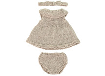 Poppen - pop 32 cm - Miniland - gebreide jurk en accessoires - per set