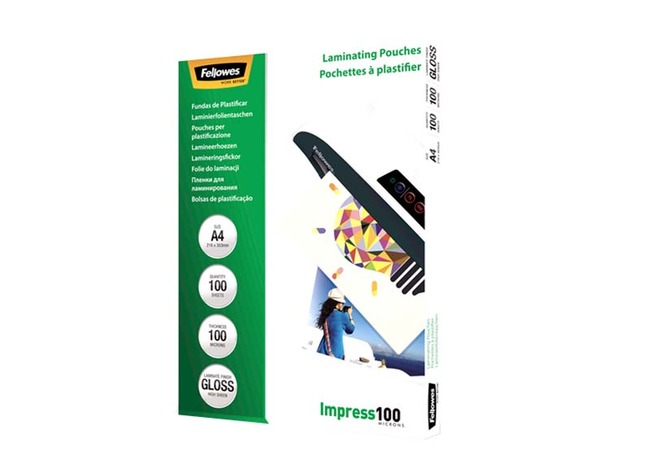 Lamineerhoezen - Fellowes Impress100 - 100 Micron - A4 - Glanzend - Set Van 100