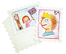 Knutselpapier - Roylco - reuze postzeg els - set van 32