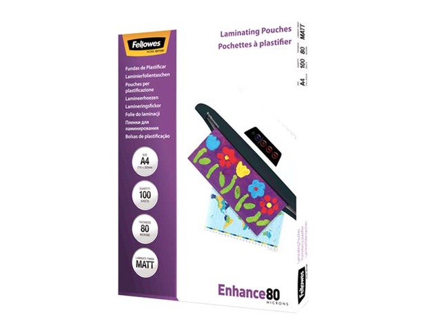 Lamineerhoezen - Fellowes Enhance80 - 80 Micron - A4 - Mat - Set Van 100