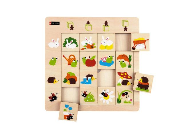 Puzzel - Inlegpuzzel - Ruimtelijke Herkenning - Konijn, Kikker, Egel, Lieveheersbeestje - 16 Stukjes - Hout - Per Stuk