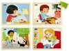 Puzzel - themapuzzel - Nathan - zorg dragen voor dieren - 9 stukjes per puzzel - hout - set van 4 assorti