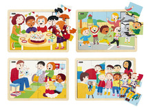 Puzzel - hout - leuke momenten op school set v 4