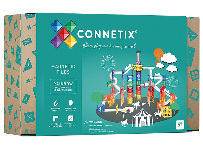 Bouwset - Connetix Rainbow Ball Run Pack - Knikkerbaan - Magnetisch - Set Van 92 Assorti