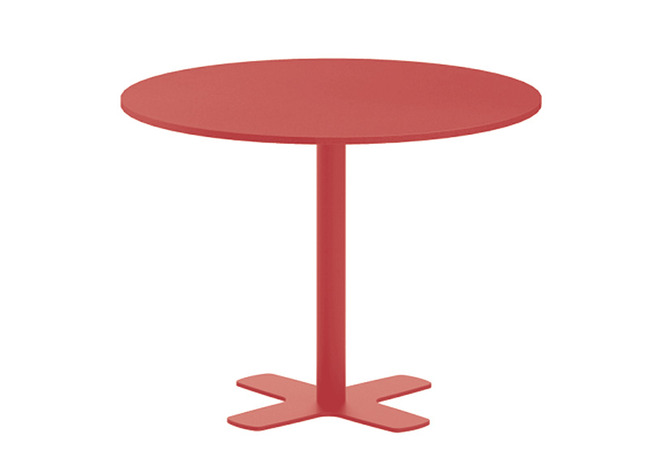 Tafel - Centrale Voet - Kruisvoet - 90 Cm X 90 Cm X 76 Cm - Onderstel Rood - Blad Rood - Per Stuk