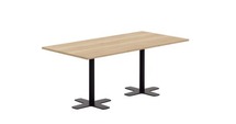 Tafel - Centrale Voet - Kruisvoet - 150 cm x 60 cm x 76 cm - onderstel wit - blad gerookte eik - per stuk