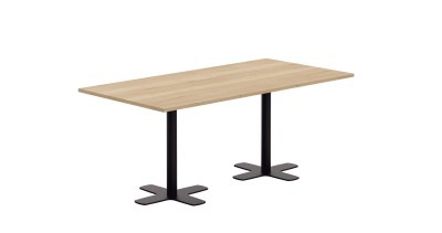 Tafel - Centrale Voet - Kruisvoet - 150 Cm X 60 Cm X 76 Cm - Onderstel Wit - Blad Gerookte Eik - Per Stuk