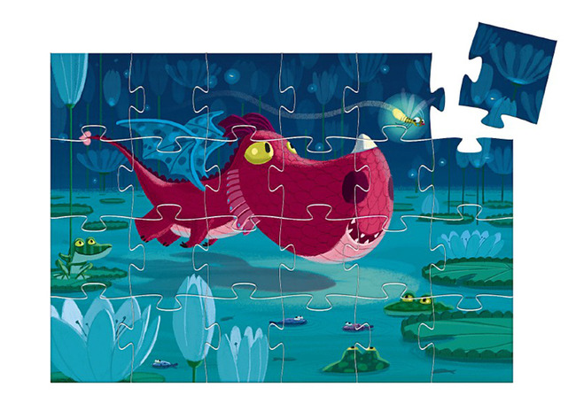 Puzzel - Silhouetpuzzel - Djeco - Karton - Edmont De Draak - 24 Puzzelstukken - Per Stuk