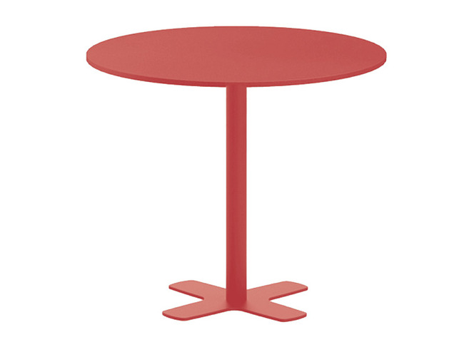 Tafel - Centrale Voet - Kruisvoet - 90 Cm X 90 Cm X 110 Cm - Onderstel Rood - Blad Rood - Per Stuk