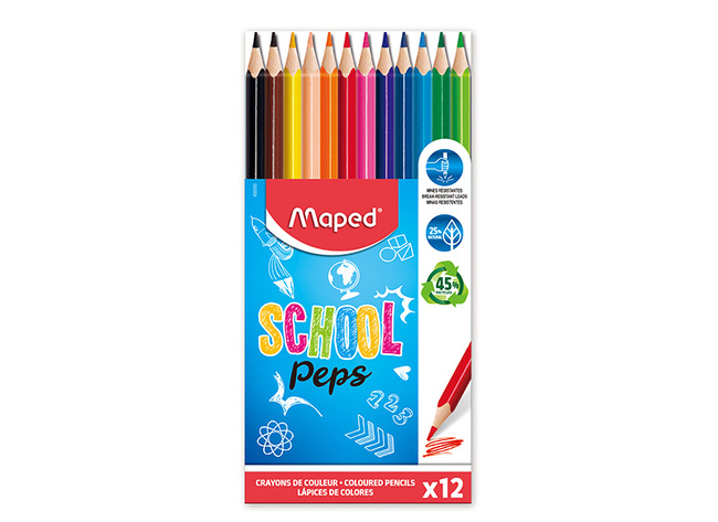 Potloden - Kleurpotloden - Maped School'peps - Driekantig - Set Van 12