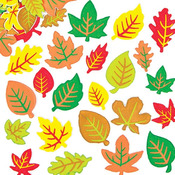 Stickers - foam - blaadjes - set van 144 assorti