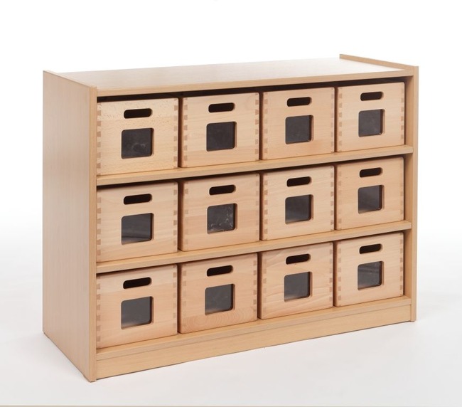 Kast Basic 1 M, Met 3 Planken En 16vensterkisten