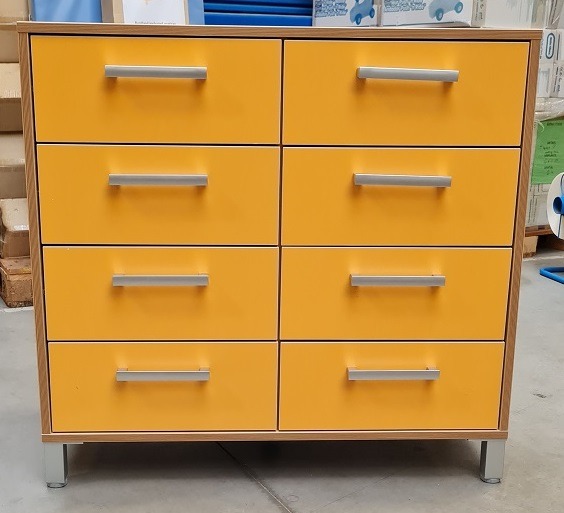 Lage Kast 8 Laden - Donker Geel